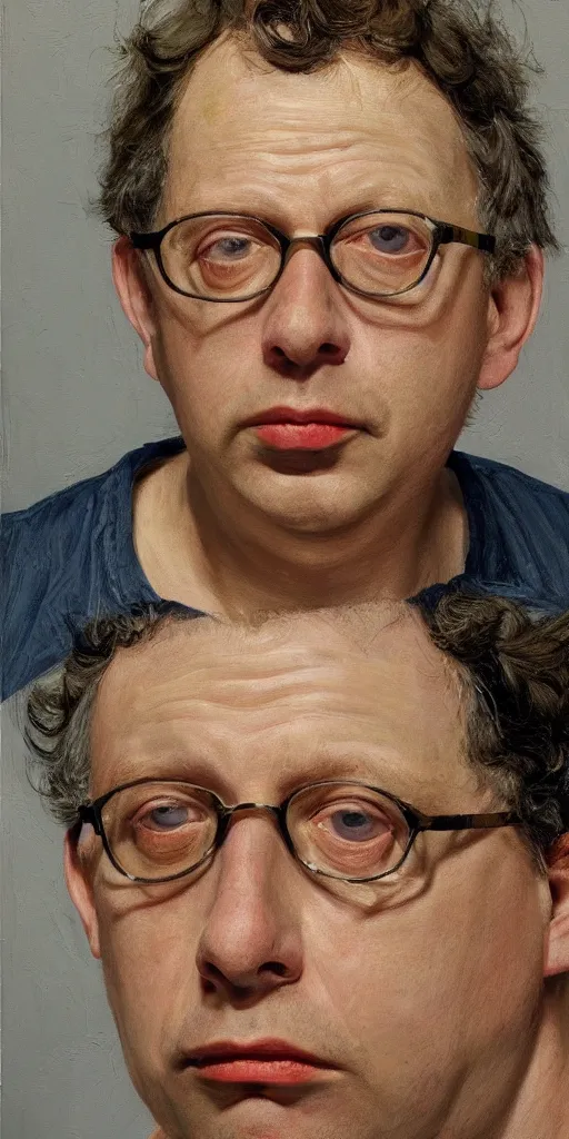 Image similar to high quality high detail painting of todd solondz portrait by lucian freud, hd, photorealistic lighting