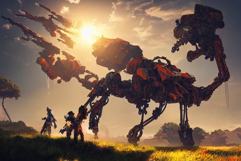 Image similar to sunwing machine mecanical creature robot of horizon forbidden west horizon zero dawn radiating a glowing aura global illumination ray tracing hdr fanart arstation by ian pesty and alena aenami artworks in 4 k