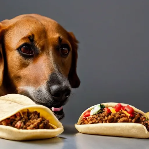 Prompt: a photo of a dog eating a taco