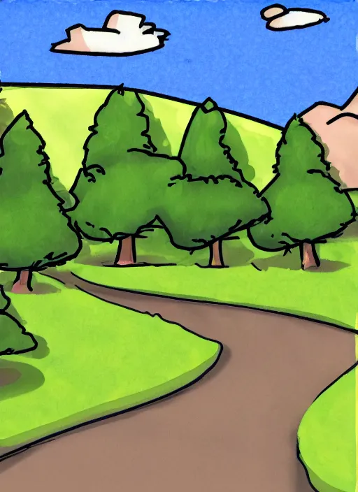 Image similar to bold sketch of the great outdoors 2 d stylized