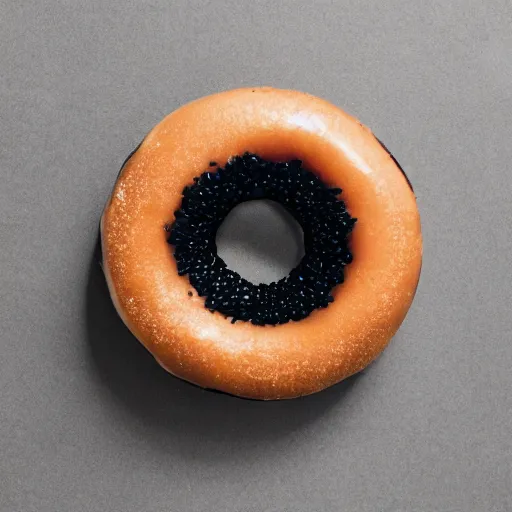 Image similar to Perfectly circular donut!!!!! in the style of an blackberry!!!!!!, trending on artstation, 4k, 8k, professional photography, overhead shot, 35mm lens