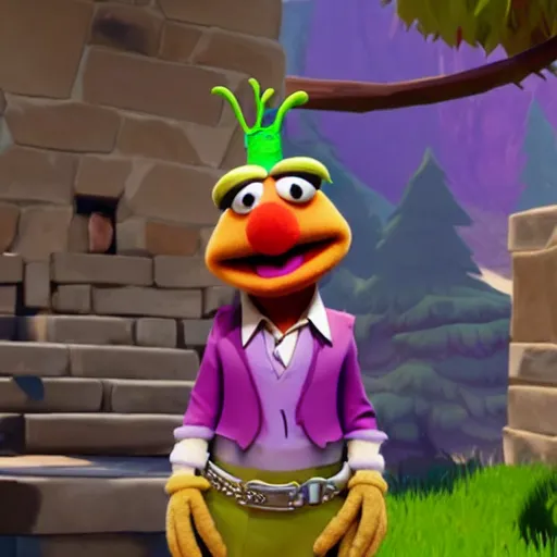 Prompt: bip bippadotta from the muppets as a wizard, in fortnite
