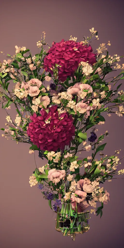 Image similar to a lovely mechanical bouquet of flowers, highly detailed, octane render, cinematic