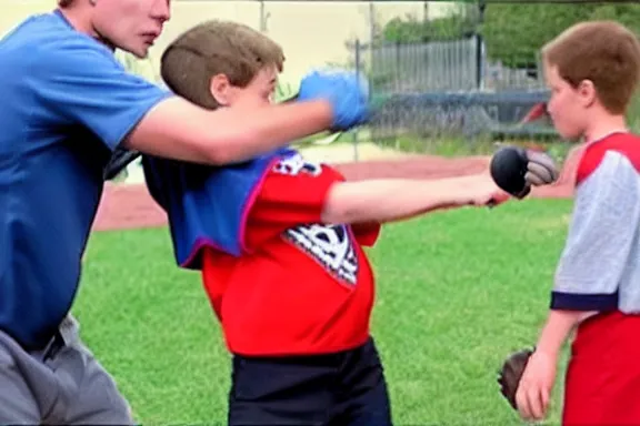 Image similar to jerma hitting a child with an aluminum baseball bat