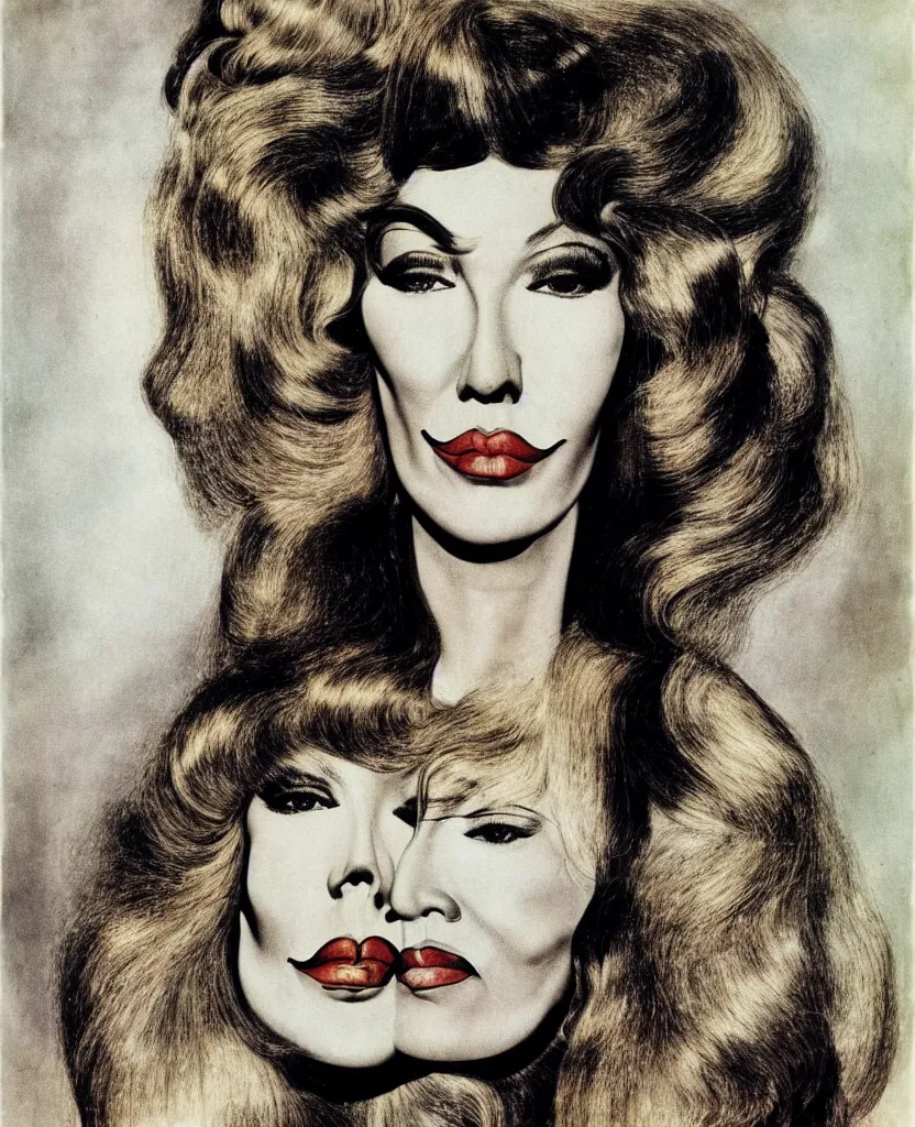 Image similar to a portrait by salvador dali representing amanda lear