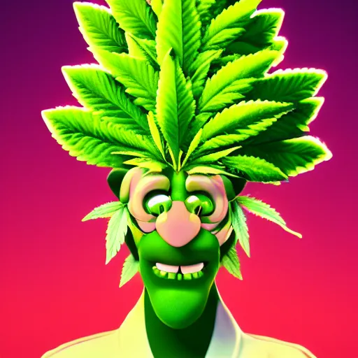 Prompt: cartoon portrait of a cannabis character. octane kawaii 4 k render by eyvind earle, award winning political meme