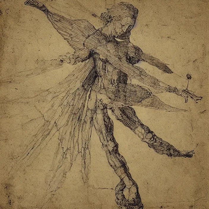 Prompt: blueprint of tooth fairy, leonardo da vinci