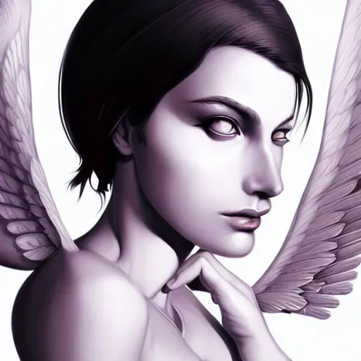 Prompt: portrait of a powerful pretty woman with wings, digital art,, concept art, smooth, sharp focus, illustration, symmetry face, fine details. art by alex ross, brittney lee, anime - h 6 4 0