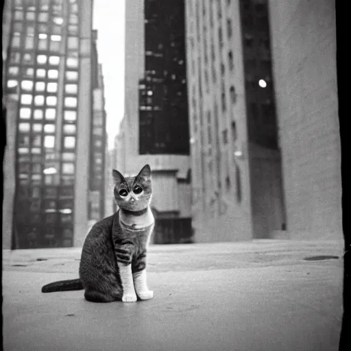 Prompt: a cat standing in new york's building, photorealistic, 2 0 0 m lens, 1 9 6 5 award winning photography, national geographic photography, kodak 4 0 0