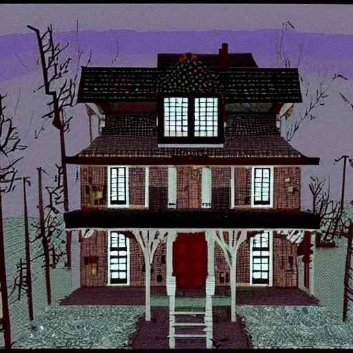 Prompt: a creepy house, PS1 graphics, low res