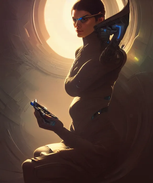 Image similar to futuristic hacker man portrait, sci-fi face, fantasy, intricate, elegant, highly detailed, digital painting, artstation, concept art, smooth, sharp focus, illustration, art by artgerm and greg rutkowski and alphonse mucha