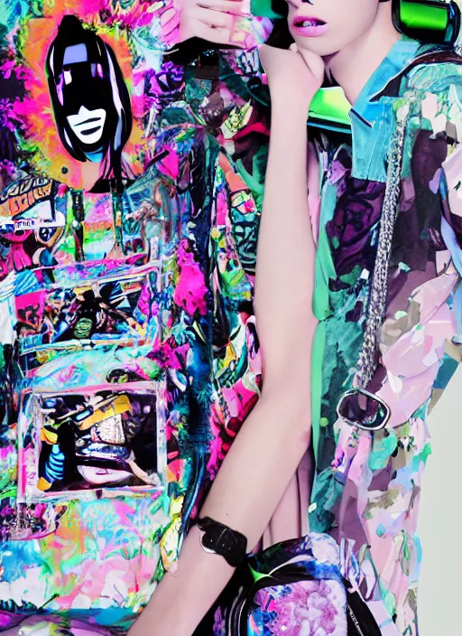 Image similar to vaporwave resort balenciaga military, hot topic, decora inspired, visual art