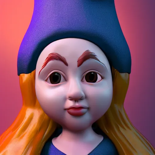 Image similar to gnome girl, hyperrealistic photo, octane render, dynamic lighting