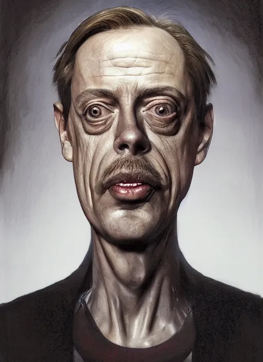 Prompt: bust of steve buscemi, technology vs nature, split in half, falling out of the face, the truly amazing part about this is that it increasingly appears our cortical evolution reflects this emergent tension, photorealistic by michael komarck, greg rutkowski, victo ngai, artgerm, willem claesz heda and j. dickenson