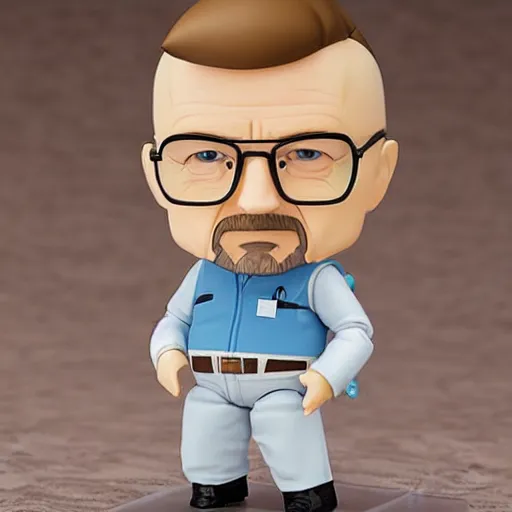 Image similar to walter white as a female nendoroid, photorealistic