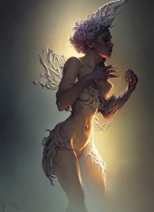 Image similar to a cute shadow elemental, with fingers, fantasy, intricate, elegant, highly detailed, digital painting, artstation, concept art, wallpaper, smooth, sharp focus, illustration, art by artgerm and greg rutkowski and alphonse mucha