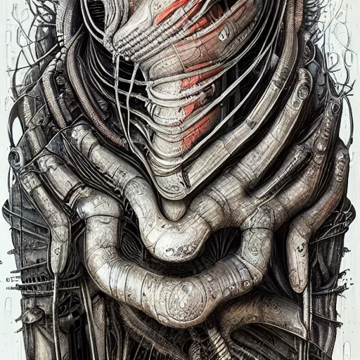 Image similar to a collaboration between hr giger and android jones