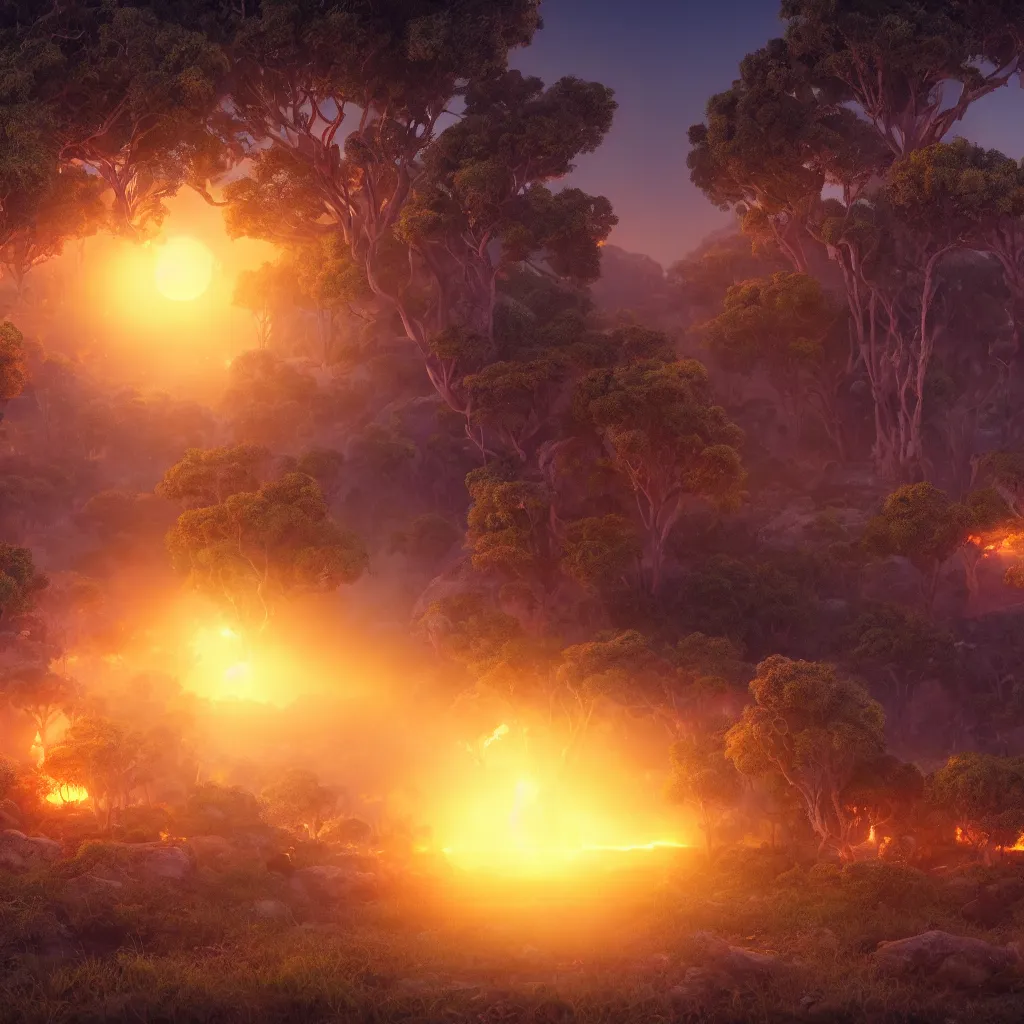 Prompt: light bears, avocado groves, sunrise inferno, an old snake prays, illustration, divine realm of gods, realistic cinematic style, filmed in 7 0 mm, volumetric lighting, octane render, photographic, concept art, unreal engine 8 k