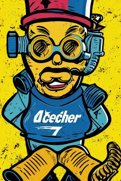 Image similar to fallout 7 6 retro futurist illustration art by butcher billy, sticker, colorful, illustration, highly detailed, simple, smooth and clean vector curves, no jagged lines, vector art, smooth andy warhol style