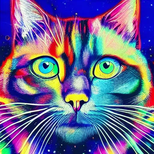 Image similar to psychedelic art of a cat