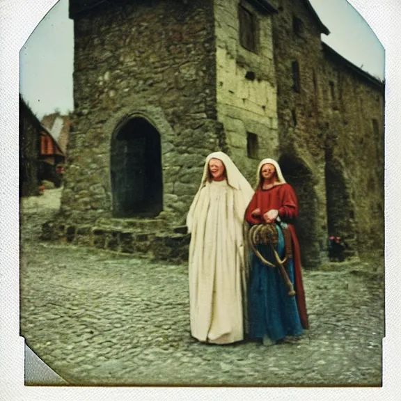 Prompt: color polaroid from 14 century medieval poland candid shot by Tarkovsky