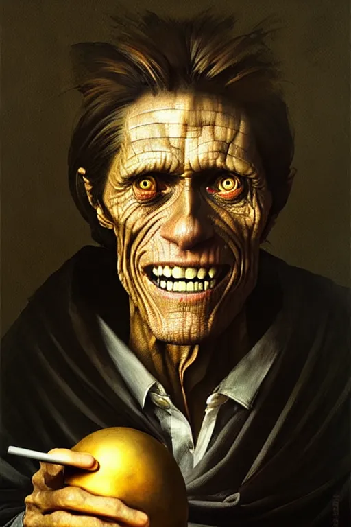 Image similar to hieronymus bosch, greg rutkowski, anna podedworna, painting of willem dafoe as a twitch streamer