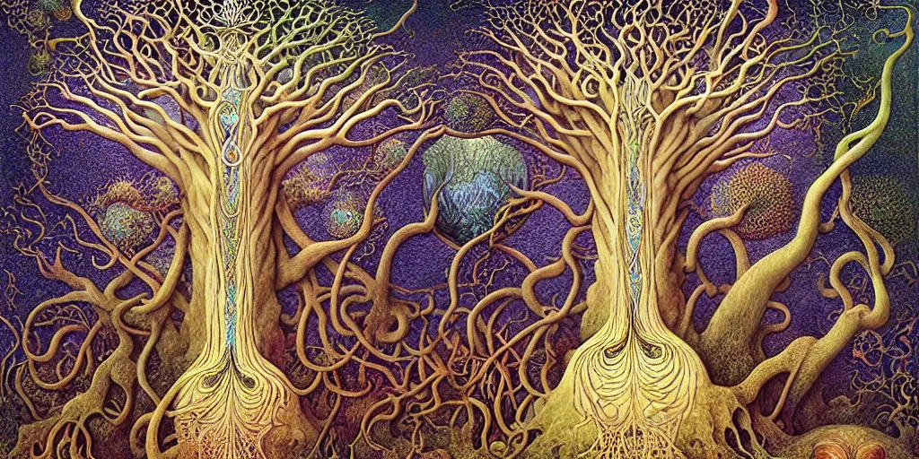 Image similar to tree of life by roger dean and andrew ferez, art forms of nature by ernst haeckel, divine chaos engine, symbolist, visionary, art nouveau, botanical fractal structures, organic, detailed, realistic, surreality