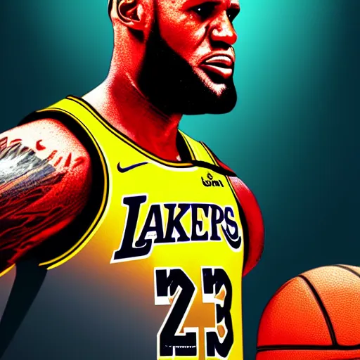 Image similar to lebron james digital art, detailed, good lighting, unreal engine