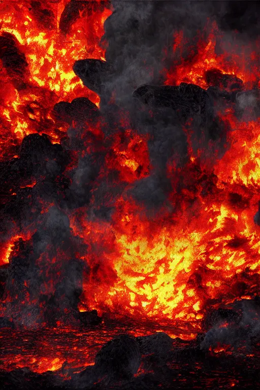 Image similar to intricate color photo of burning pits of hell, boris johnson is the devil 8 k octane beautifully detailed render