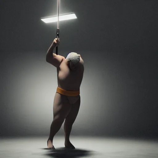 Image similar to luke skywalker as a sumo wrester, ultra-realistic, moody lighting, 8k