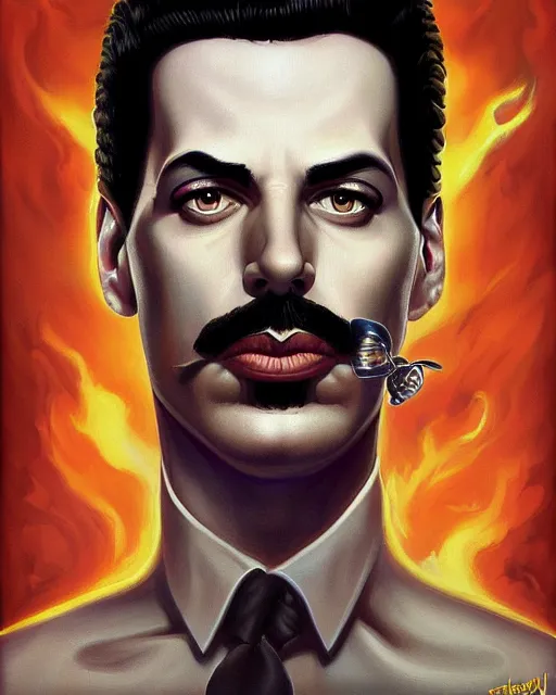 Image similar to lovecraftian portrait of freddie mercury, pixar style, by tristan eaton stanley artgerm and tom bagshaw