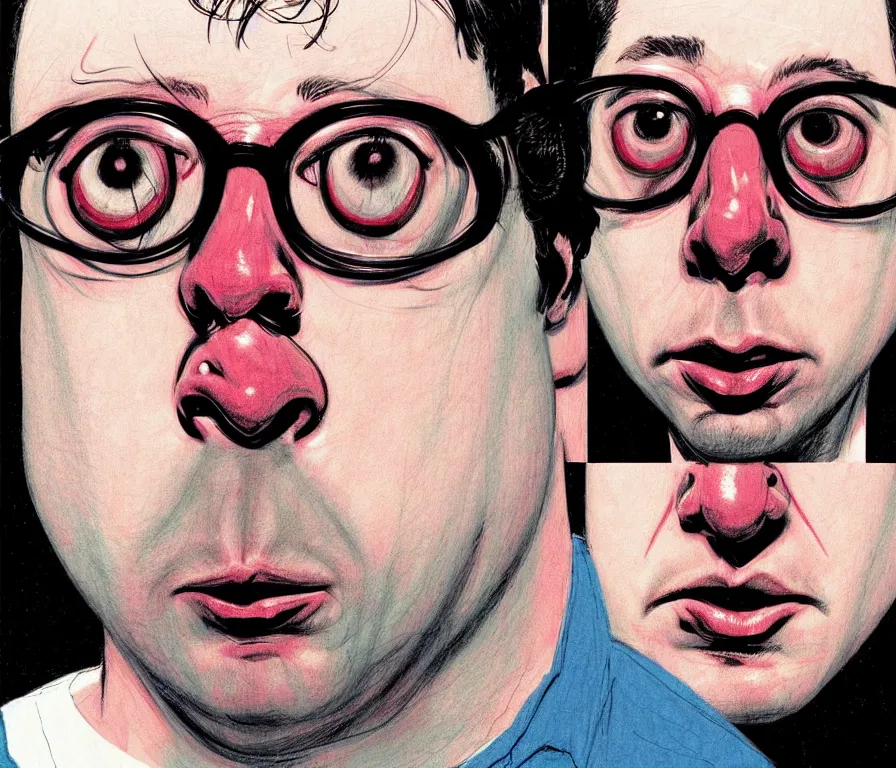 Image similar to face character study of todd solondz | vivid colors : concept design, realistic. by gabriel hardman, joe alves, j. todd anderson, chris bonura. cinematic atmosphere, detailed and intricate, perfect anatomy