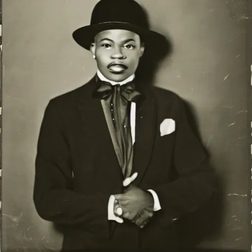 Image similar to vintage photo of a black man wearing a black suit in rio de janeiro