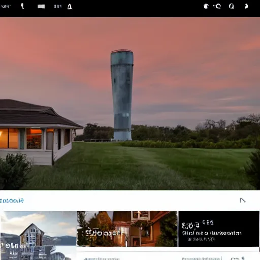 Image similar to AirBNB listing for the WB Watertower, website screenshot