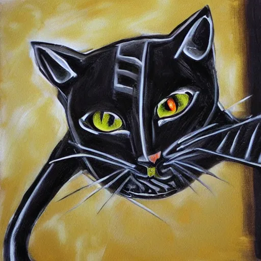Prompt: artwork, ninja cat, borderline style