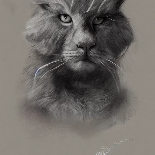 Prompt: a sodier with a head of a british longhair in the war, by stanely artgerm