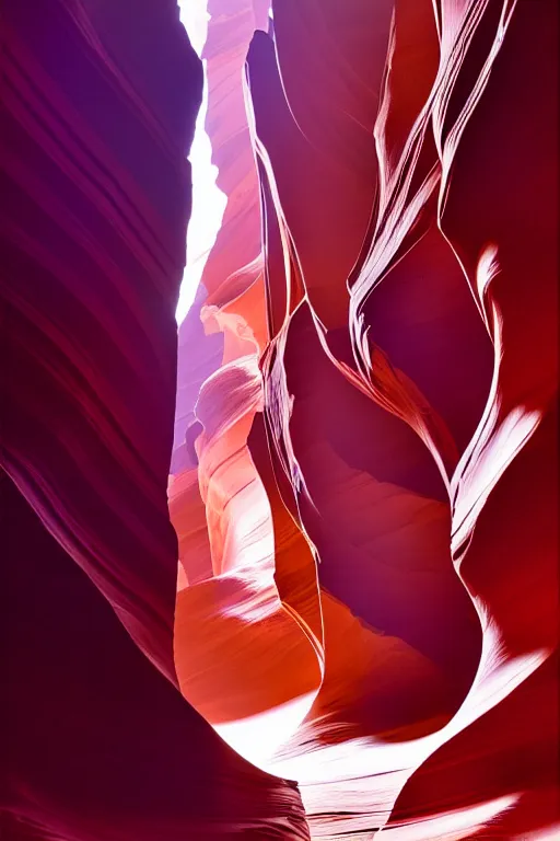 Prompt: antelope canyon paining by hollis porter and bruce pennington, cinematic matte painting, 8 k, dark color palate