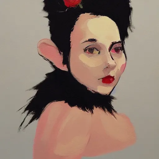 Image similar to hedgehog lady in the style of michael carson