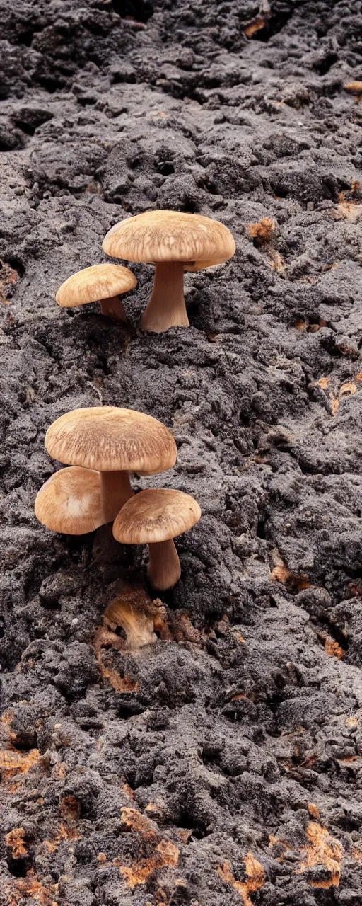 Image similar to real iphone photo of a mushroom growing in lava