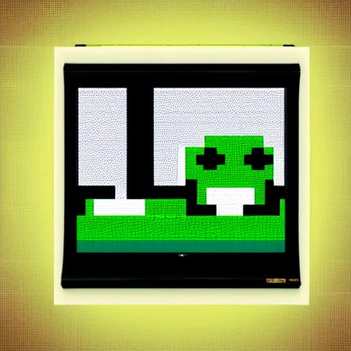 Image similar to green pig, super mario world art style, crt television