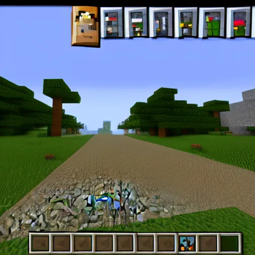 Prompt: minecraft in game screenshot