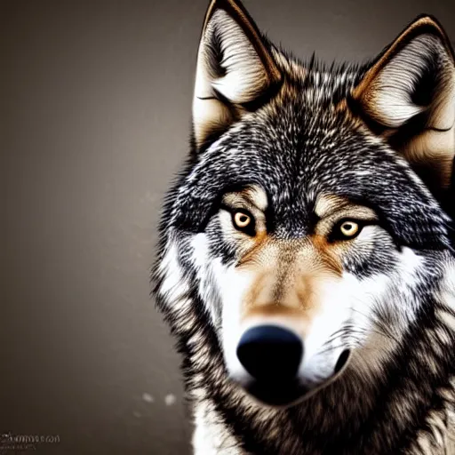 Image similar to an wolf + man + hybrid, animal photography