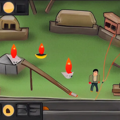 Image similar to game about electrician who have to fix lights in the park