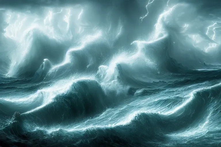 immense powerful serpentine sea monsters battling | Stable Diffusion
