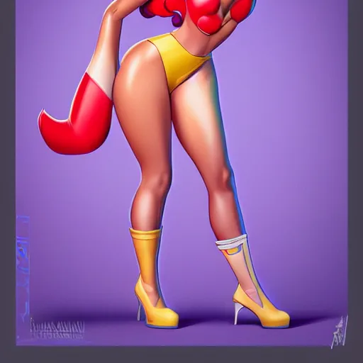 Prompt: Jessica Rabbit cosplaying as Lola Bunny, by artgerm, deviantart