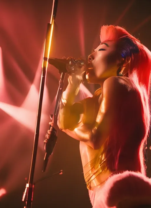 Image similar to rina sawayama winning a grammy award, red weapon 8 k s 3 5, cooke anamorphic / i lenses, highly detailed, cinematic lighting