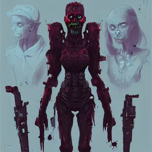 Image similar to sci - fi zombie character concept design ， trending on artstation ， by neil blevins and andreas rocha and tuomas korpi - h 8 0 0