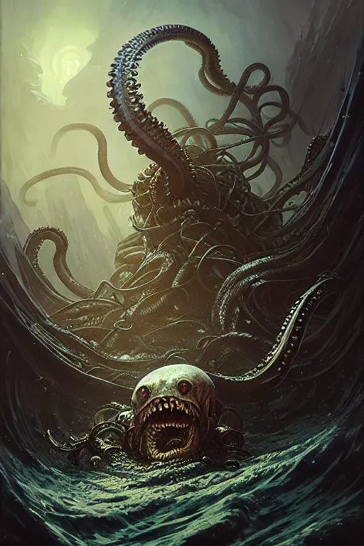 Image similar to kraken attack by anna podedworna, ayami kojima, greg rutkowski, giger, maxim verehin