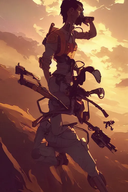 Image similar to overwhelmed with fleetting thoughts behance hd artstation by jesper ejsing, by rhads, makoto shinkai and lois van baarle, ilya kuvshinov, ossdraws, that looks like it is from borderlands and by feng zhu and loish and laurie greasley, victo ngai, andreas rocha