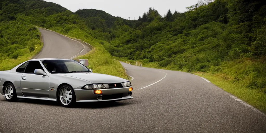 Image similar to Beautiful Photograph of a Nissan Silvia on a road in Japanese countryside, Night